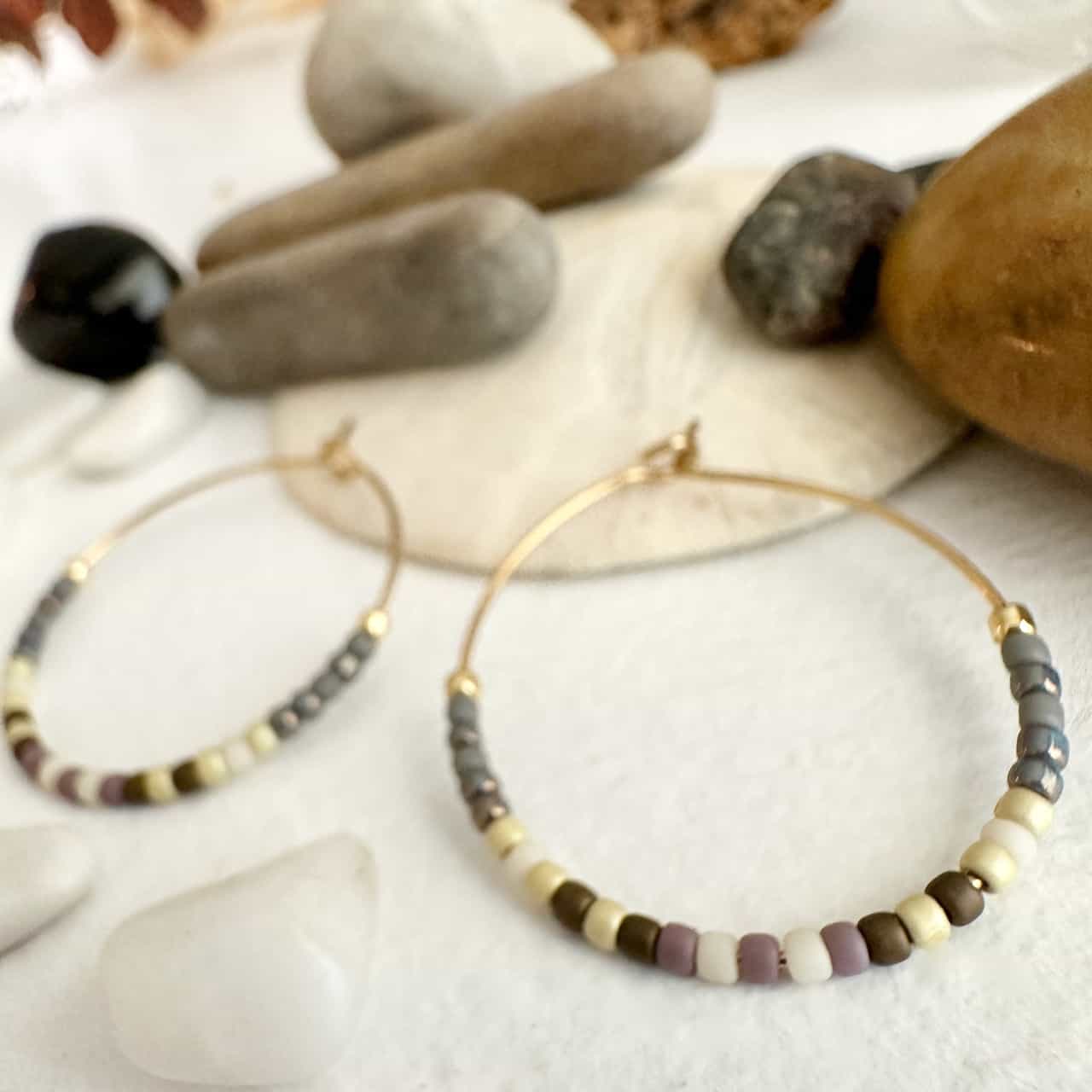 Memphré Bead Hoop Earrings in Canoe Lake