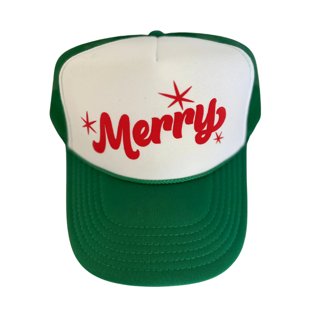 Merry Green and White Trucker Hat