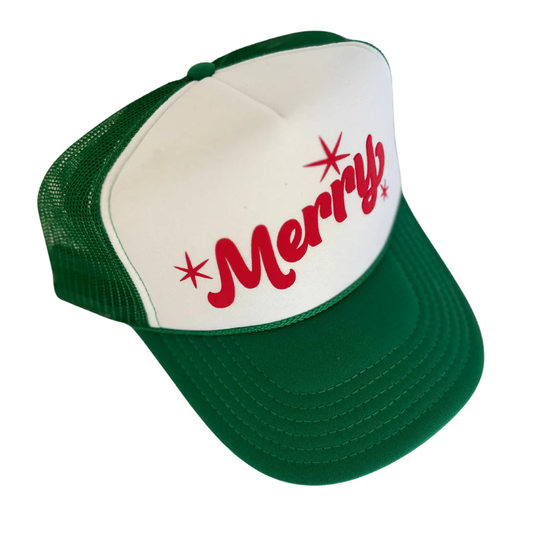 Merry Green and White Trucker Hat