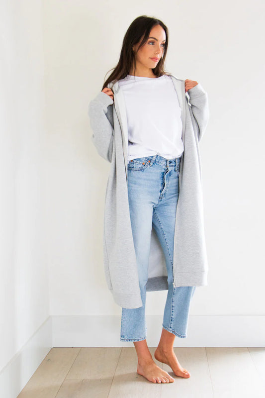 Mila Maxi Hoodie - Heather Grey