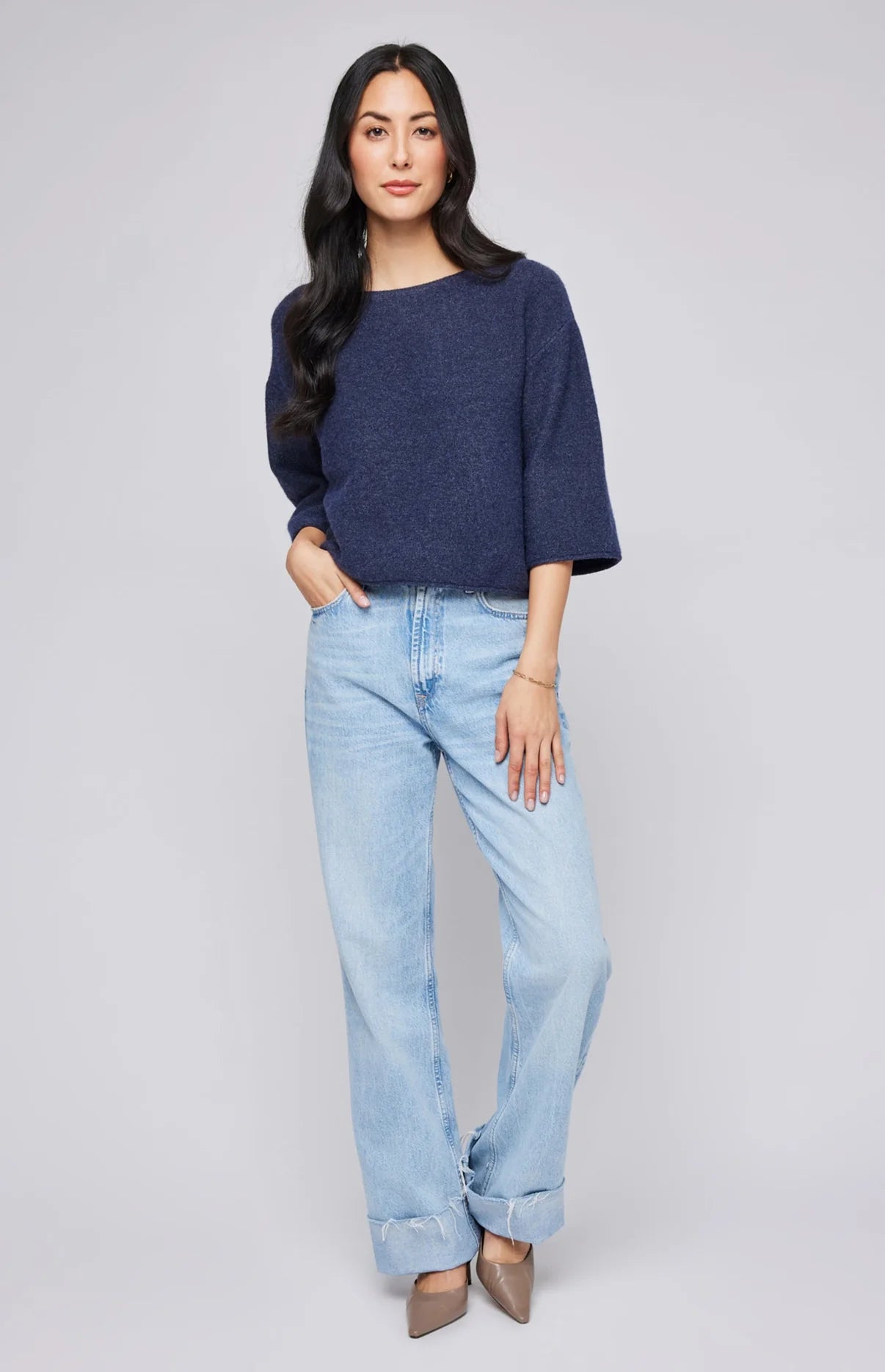 Molly Pullover Sweater - Heather Blue