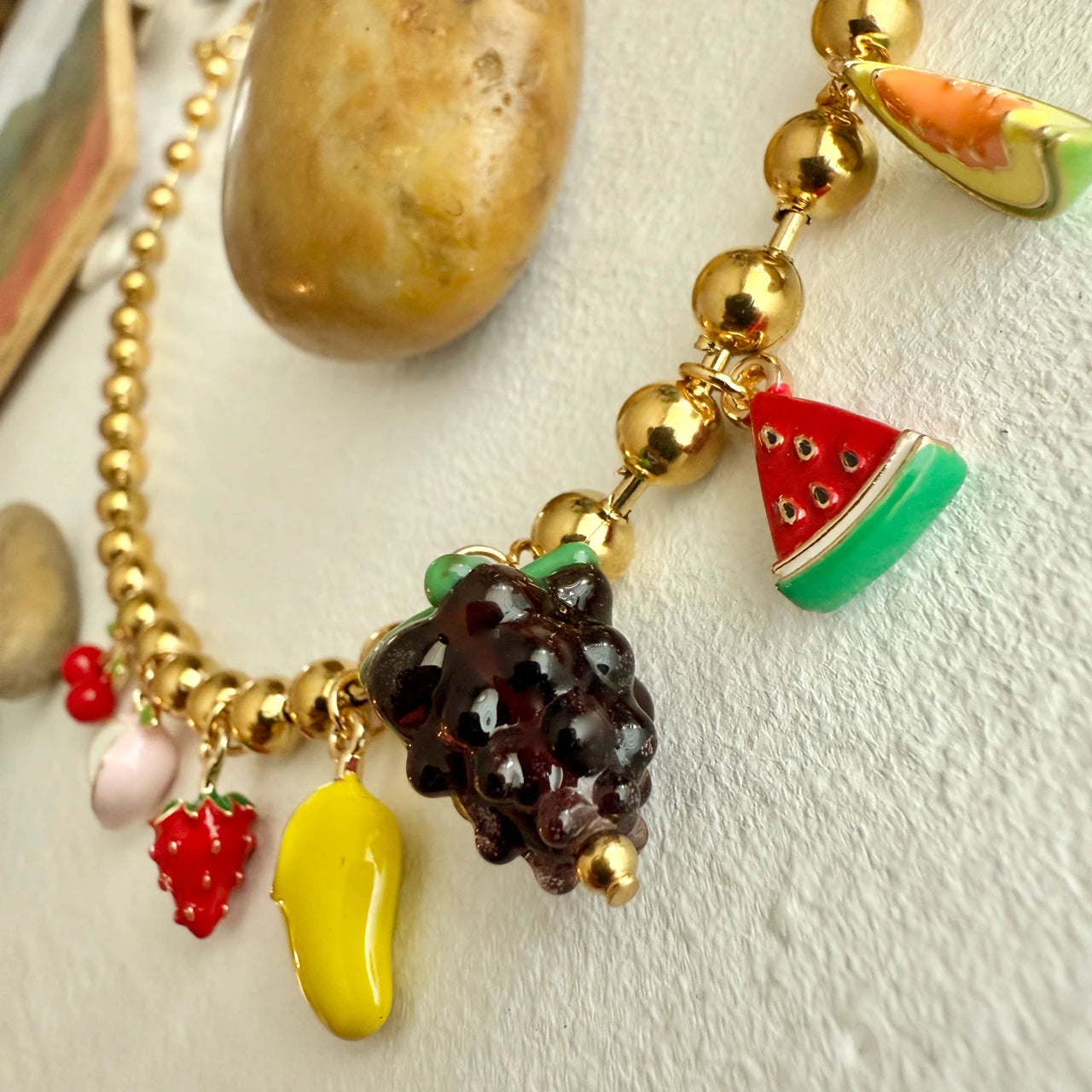 Fruit Punch Charm Necklace in Gold