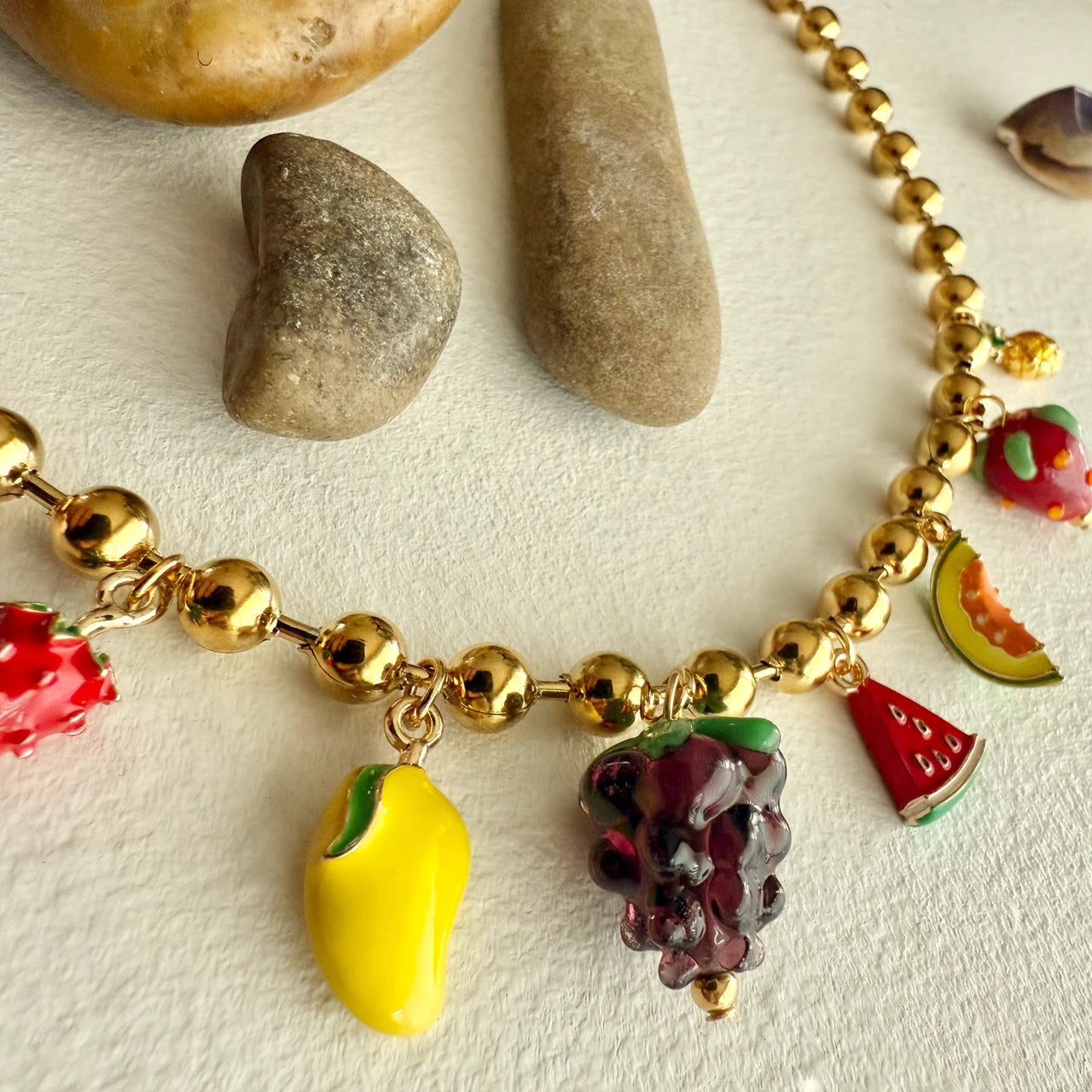Fruit Punch Charm Necklace in Gold