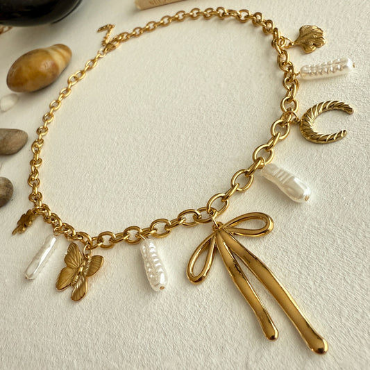 Zooey Charm Necklace in Gold