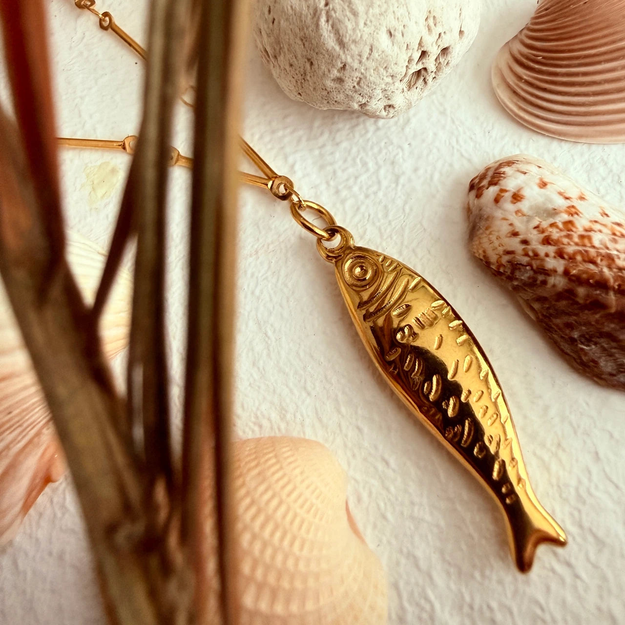 Sardinia Fish Charm Necklace in Gold