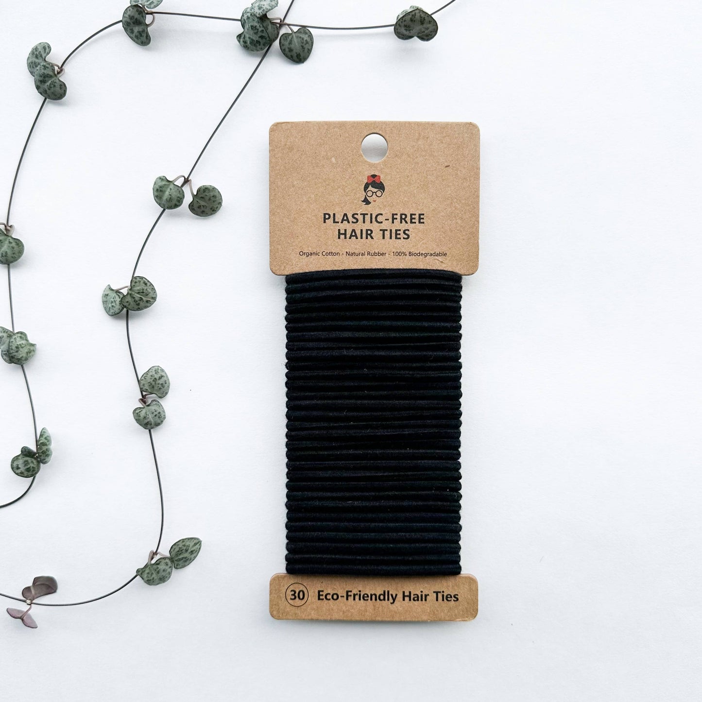 Organic Biodegradable Plastic Free Hair Ties - Black