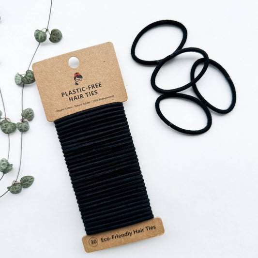 Organic Biodegradable Plastic Free Hair Ties - Black