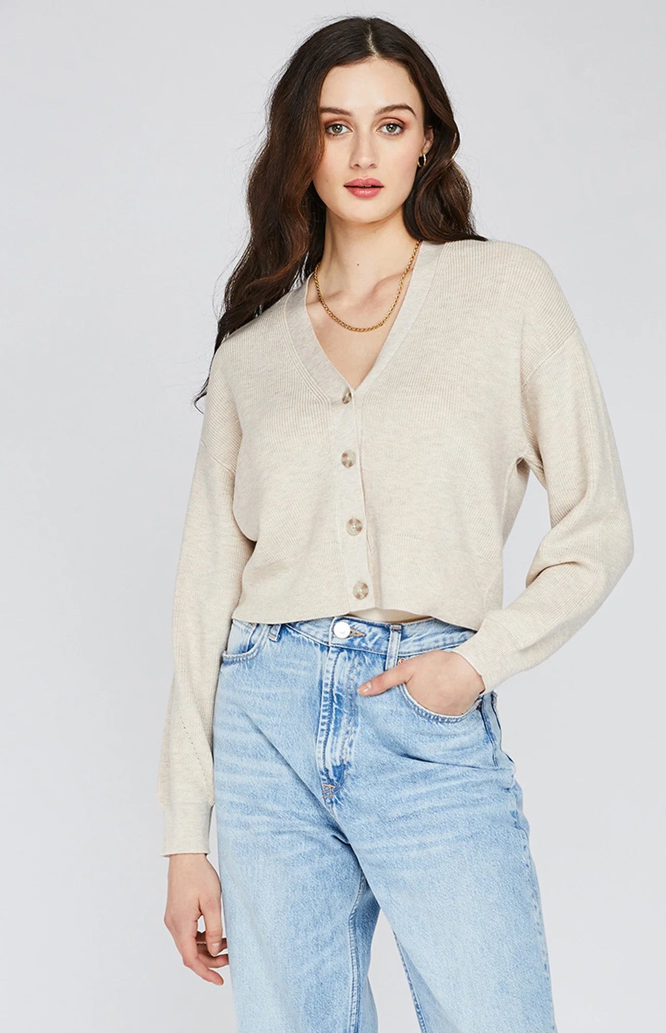 Orville Cardigan - Heather Oatmeal