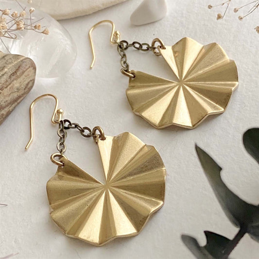 Padelo Circular Fan Drop Earrings in Brass
