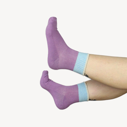Pima Cotton Block Socks - Purple / Blue