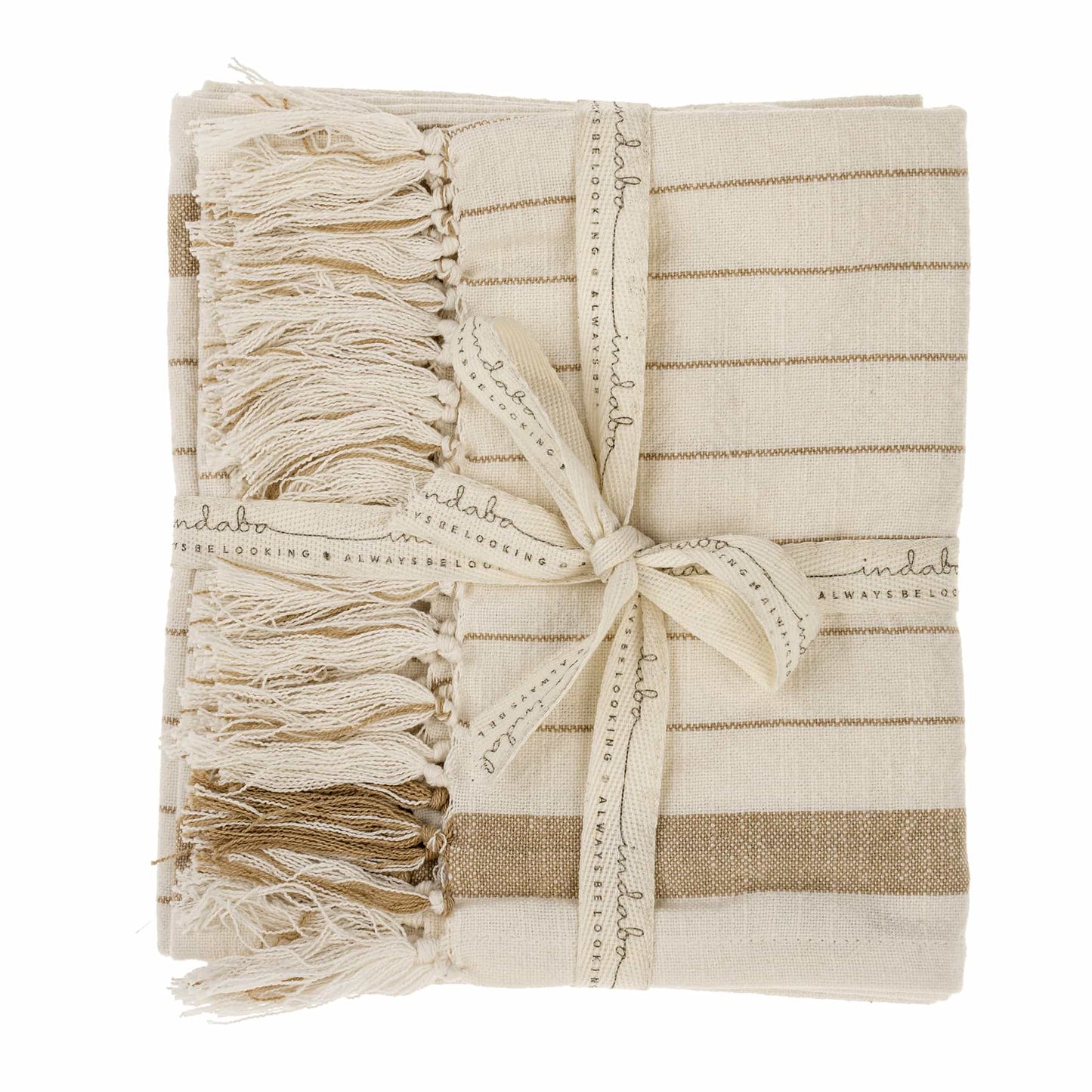 Pinstripe Hammam Hand Towels Set of 2 - Warm Sand