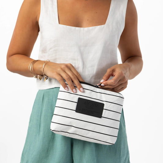 Pinstripe Small Pouch - Black on White