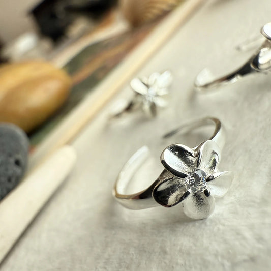 Plumeria Sterling Silver Toe Ring