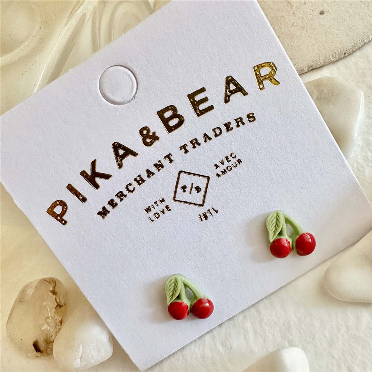 Pomona - Porcelain Cherry Stud Earrings