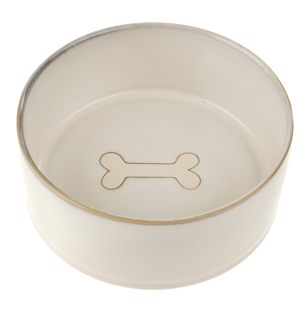 Large Pottery Pet Bowl - White