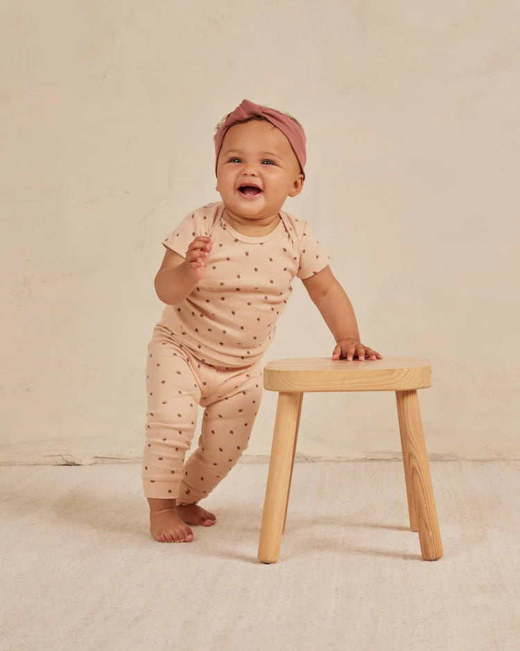 Ribbed Short Sleeve Tee and Legging Set - Strawberries