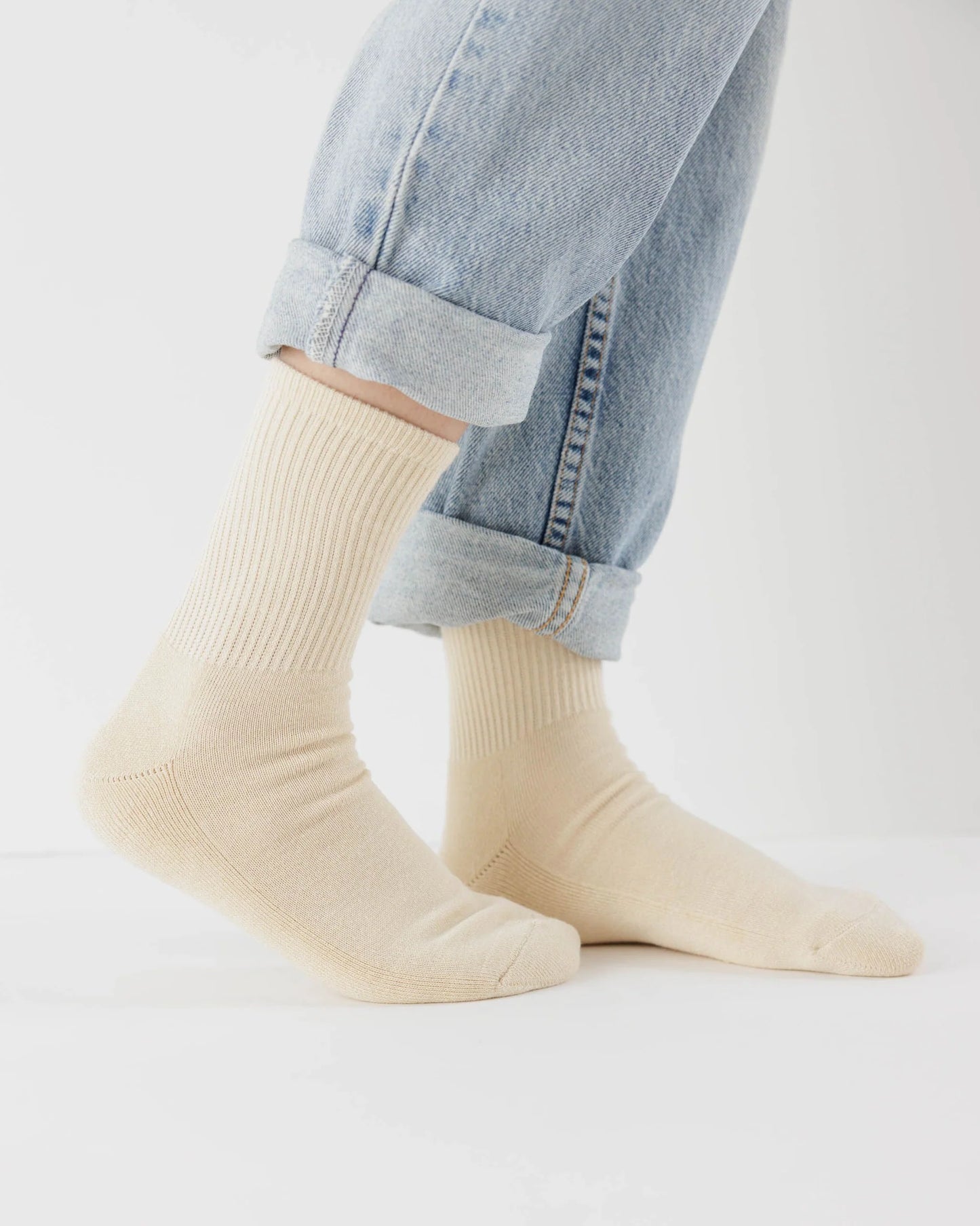 Ribbed Sock - Ecru Small