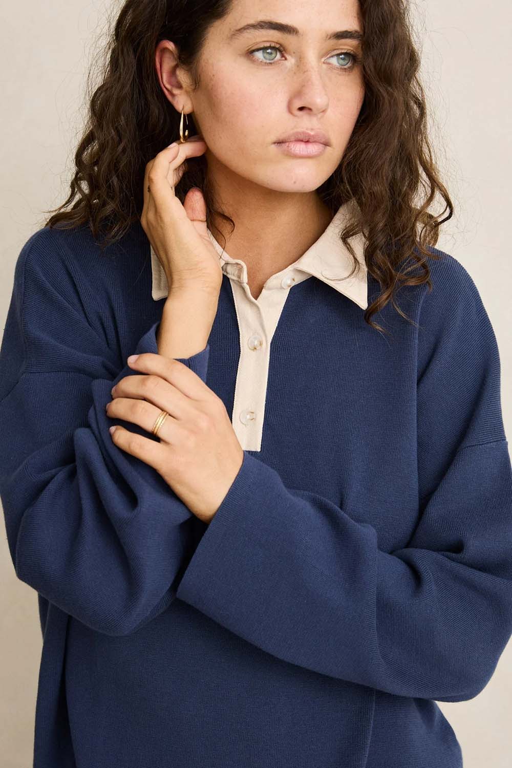 Rugby Polo Knit Sweater - Navy