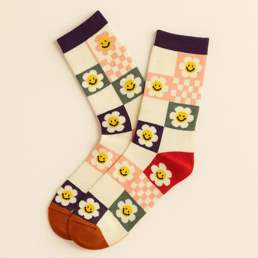 Don't Worry, Be Happy Pattern - Crew Sock