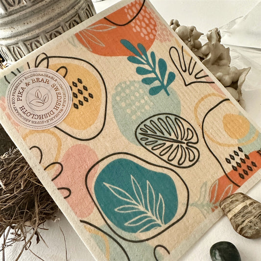 Petiole Abstract Leaves Design Swedish Dishcloth