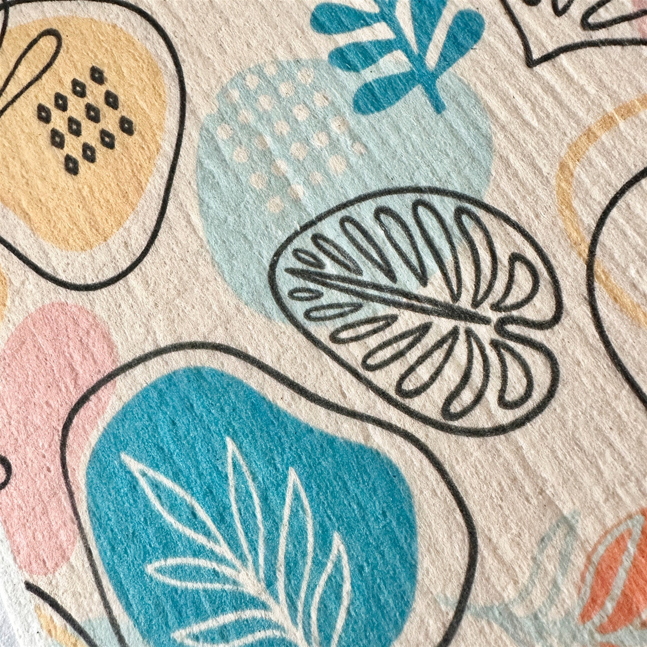 Petiole Abstract Leaves Design Swedish Dishcloth