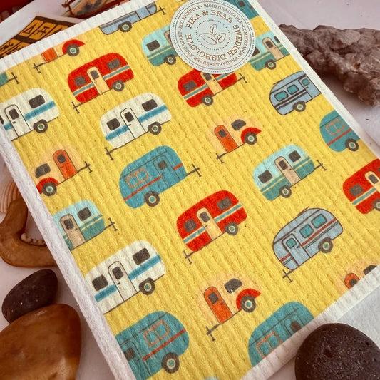 Scamp Vintage Camper Design Swedish Dishcloth