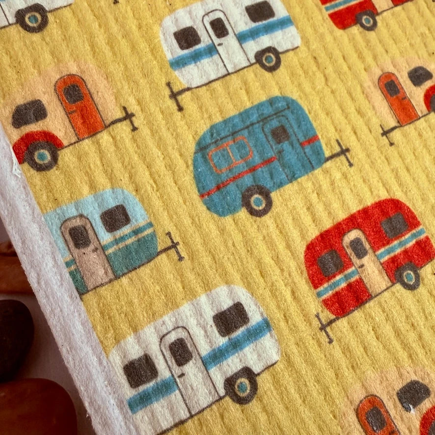 Scamp Vintage Camper Design Swedish Dishcloth