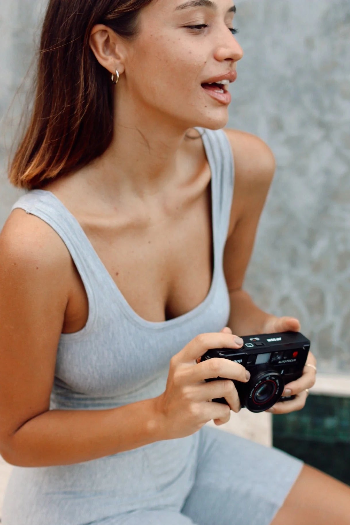 Sporty Crop Mineral Tank - Grey