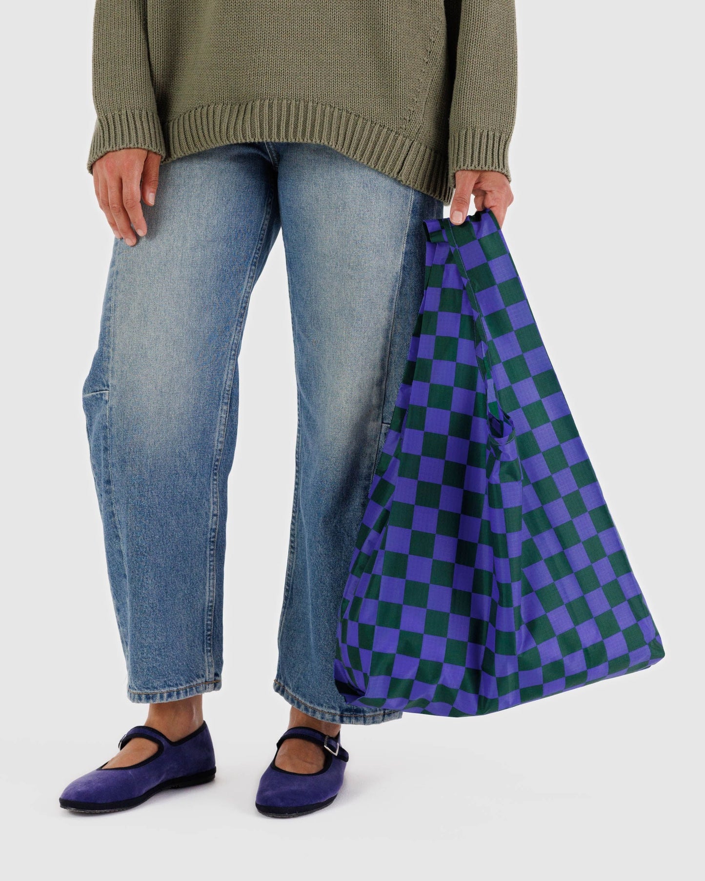 Standard Baggu Reusable Bag - Iris Green Check