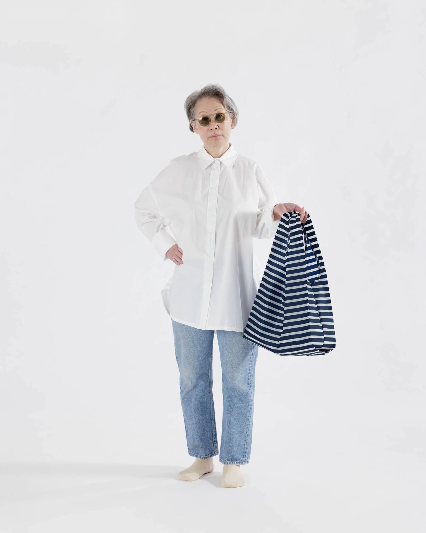 Standard Baggu Reusable Bag - Navy Stripe