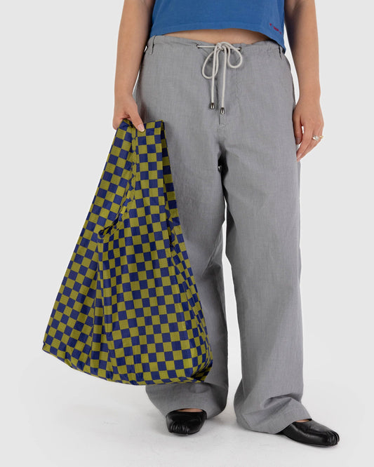 Standard Baggu Reusable Bag - Pear Navy Check