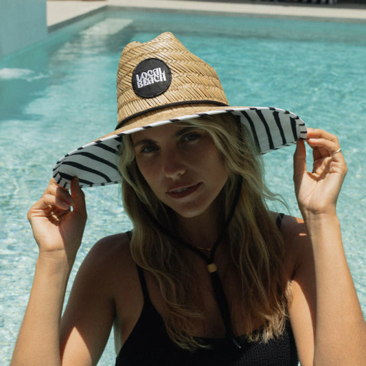 Striped Adult Lifeguard Hat - Straw