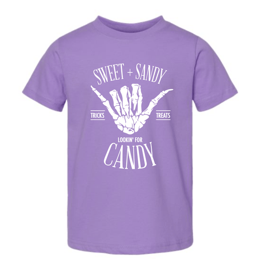 Sweet and Sandy looking for candy Kids Tee - Purple