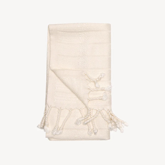 Bamboo Striped Turkish Hand Towel - Cream