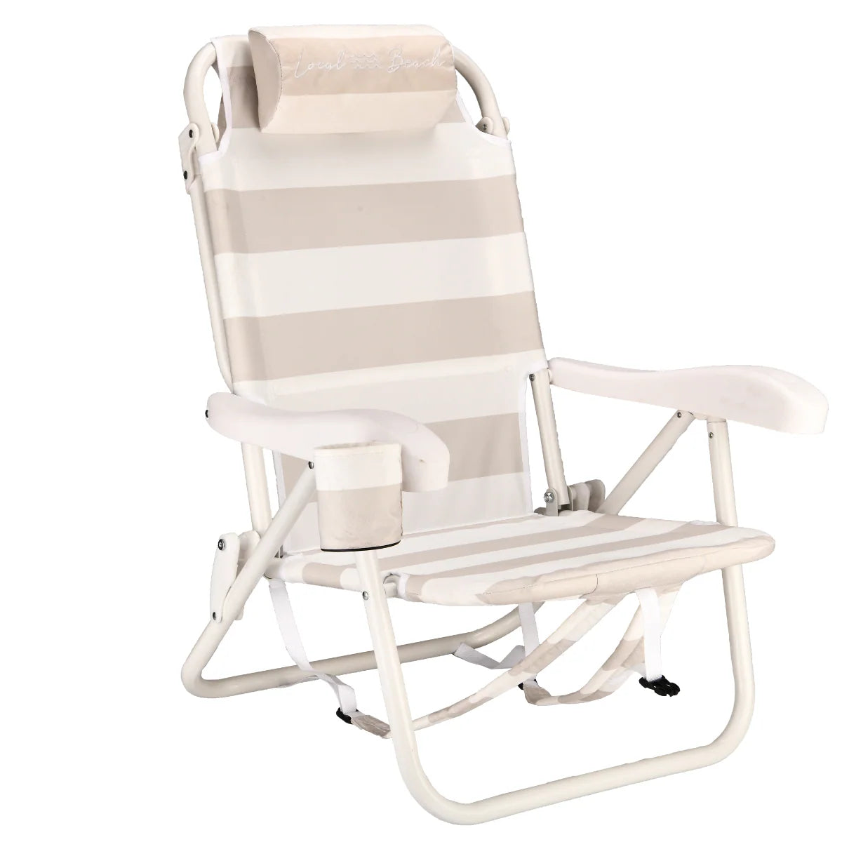 Checker Backpack Reclining Beach Chair - Sand