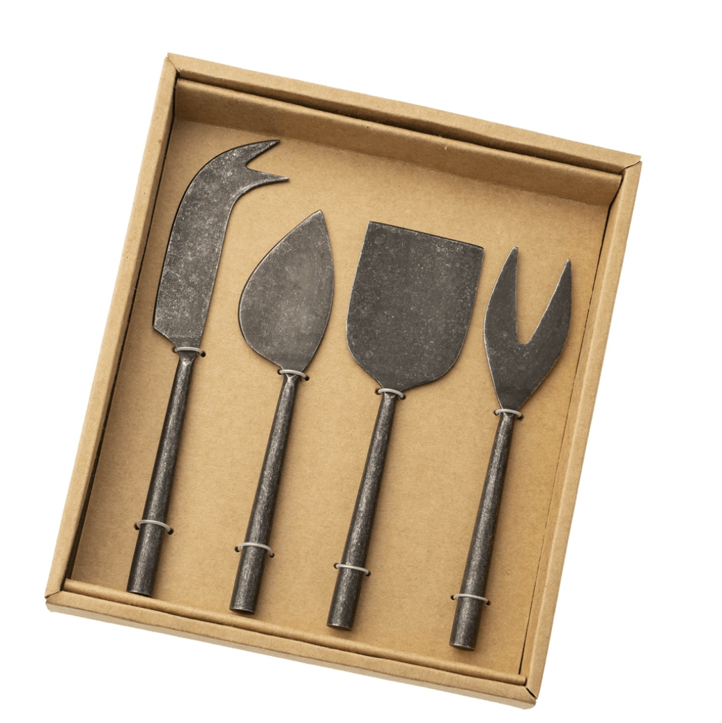 Tides Cheese Knives Set of 4 - Tumbled Black