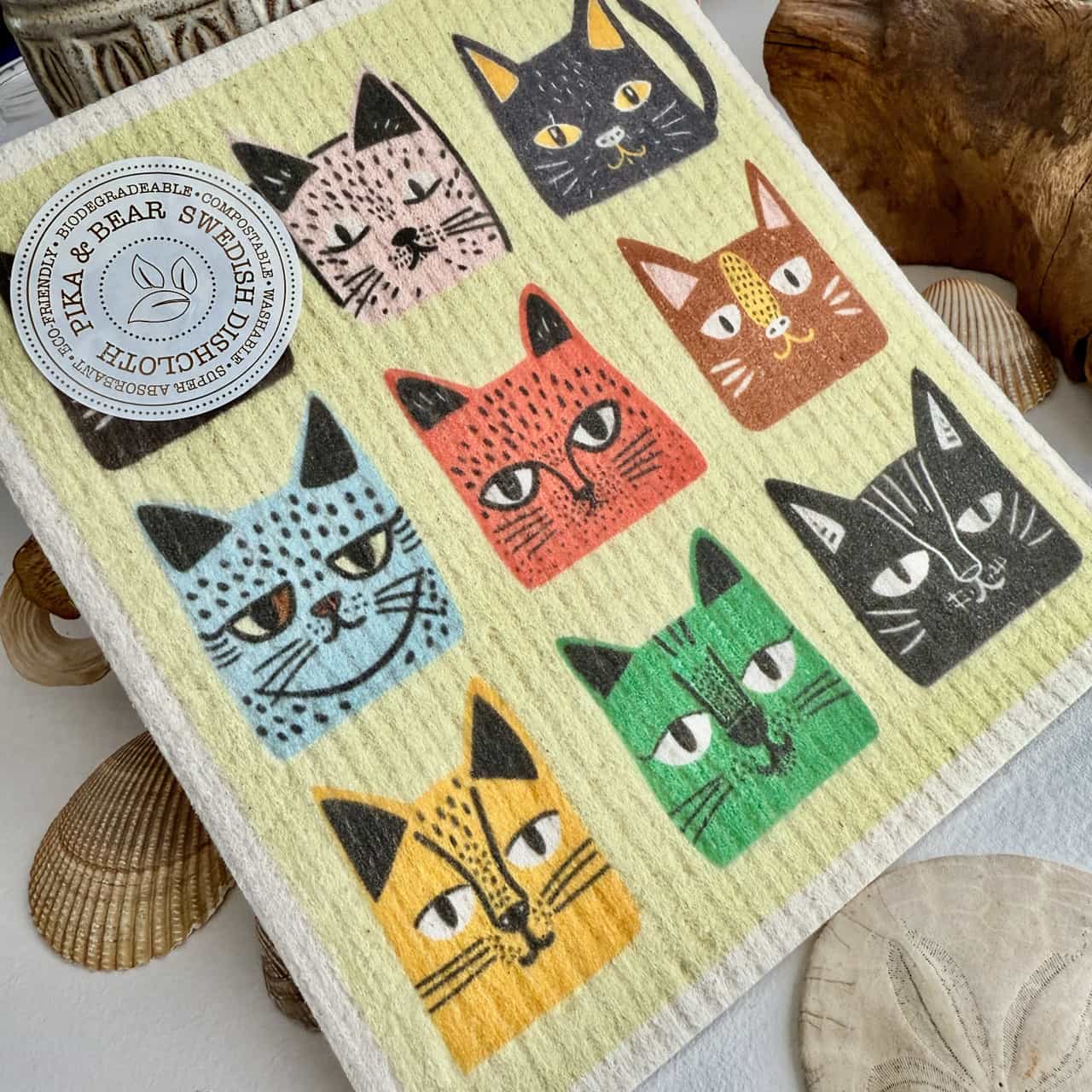 Tough Guys Cat Design Swedish Dishcloth