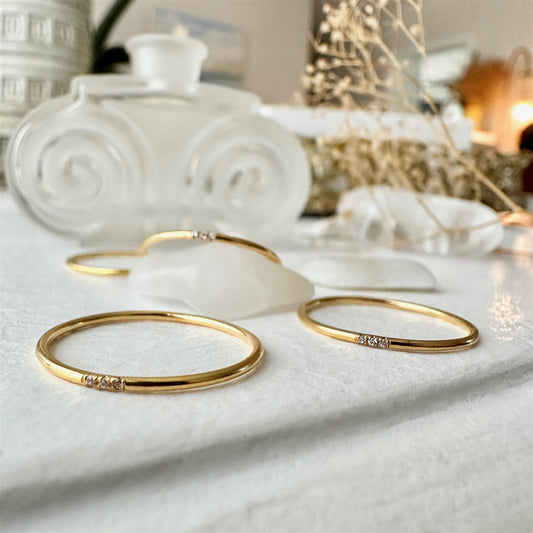 Trice Tiny Triple Rhinestone Ring in 14K Gold Fill