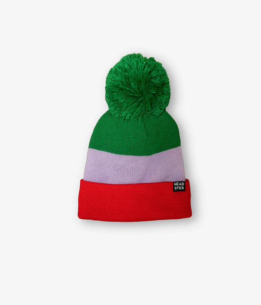 Tricolor Beanie Lined With Fleece - Tokyo Red