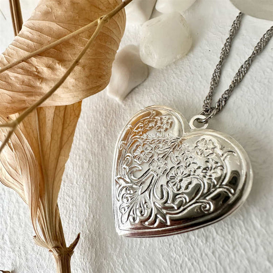 Truly Madly Deeply Heart Locket Necklace - Silver