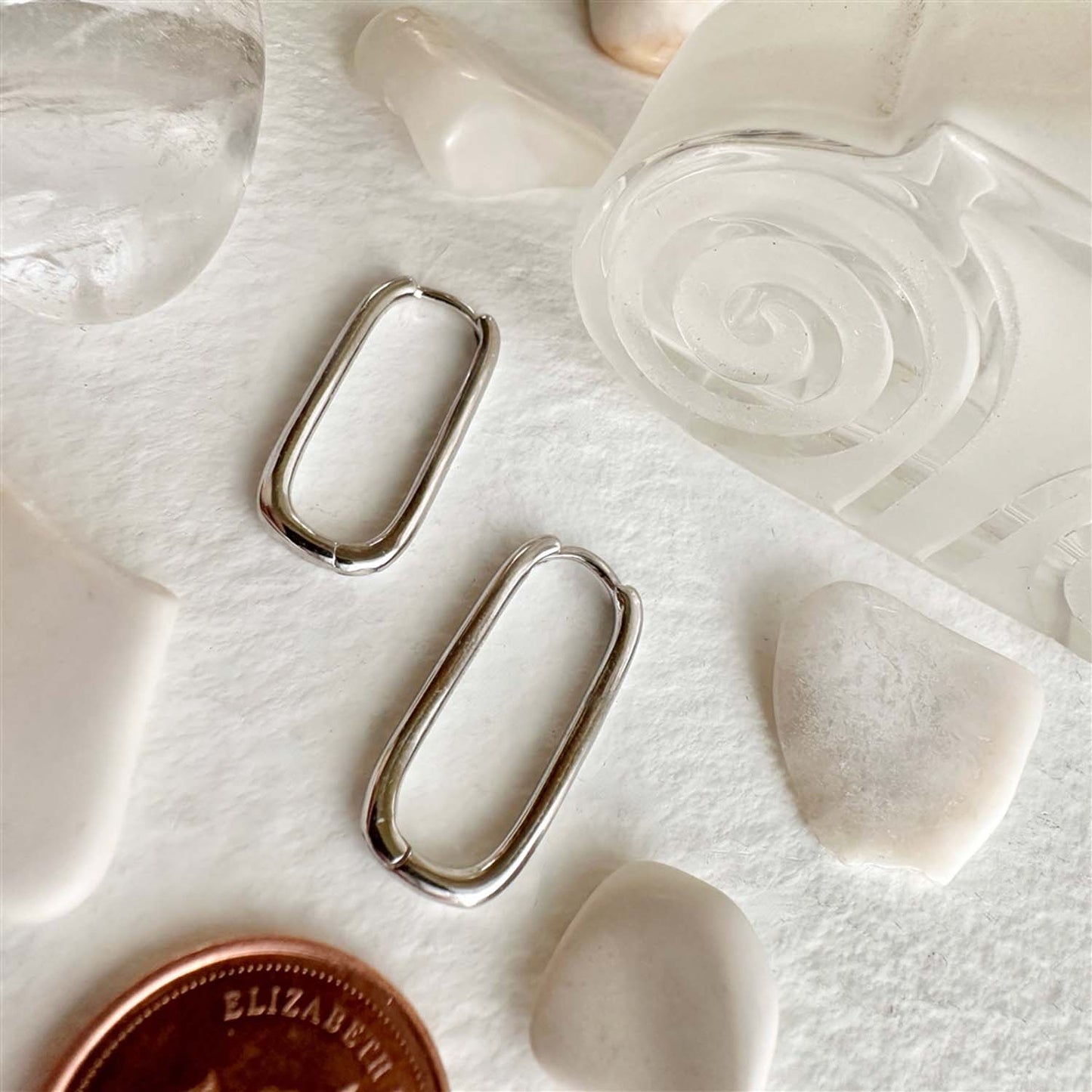 Vaaler Paperclip Style Sterling Silver Hoop Earrings