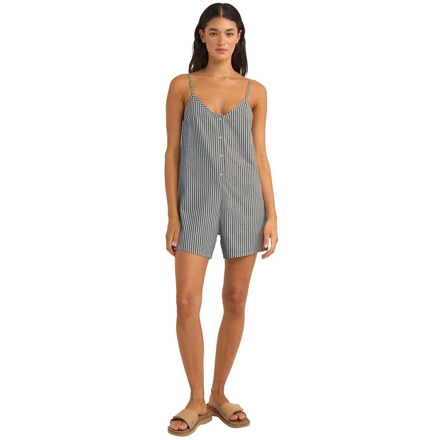 Valley Stripe Adjustable Romper - Blue