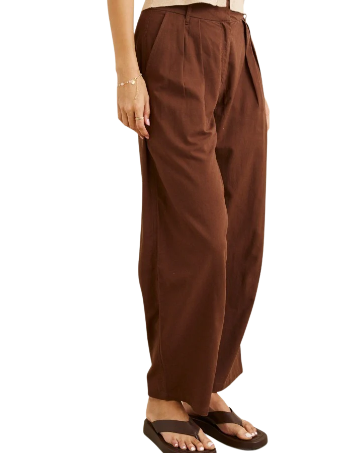 Venice Tailored Linen Pant - Chocolate