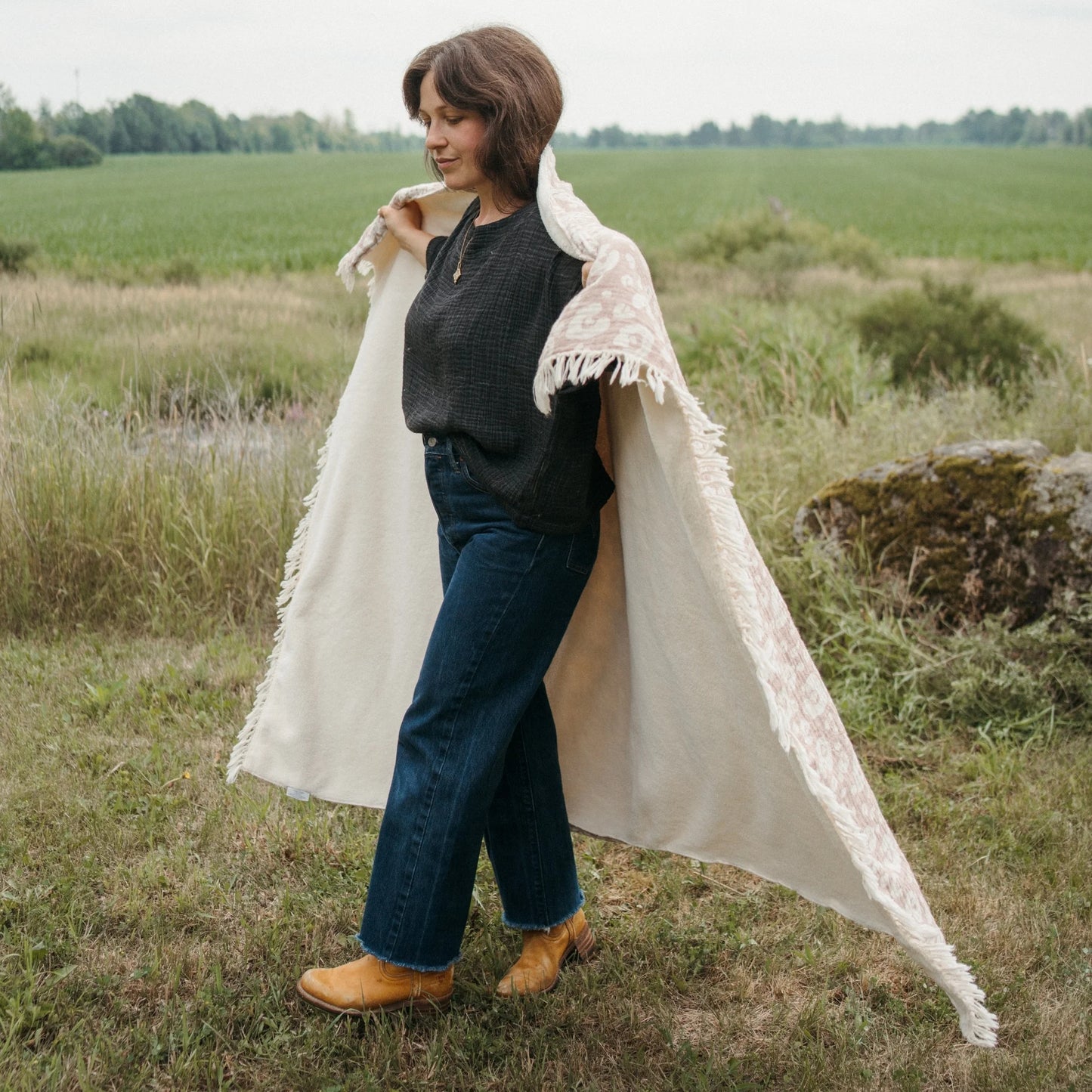 Vintage Fleece Lined Throw - Java