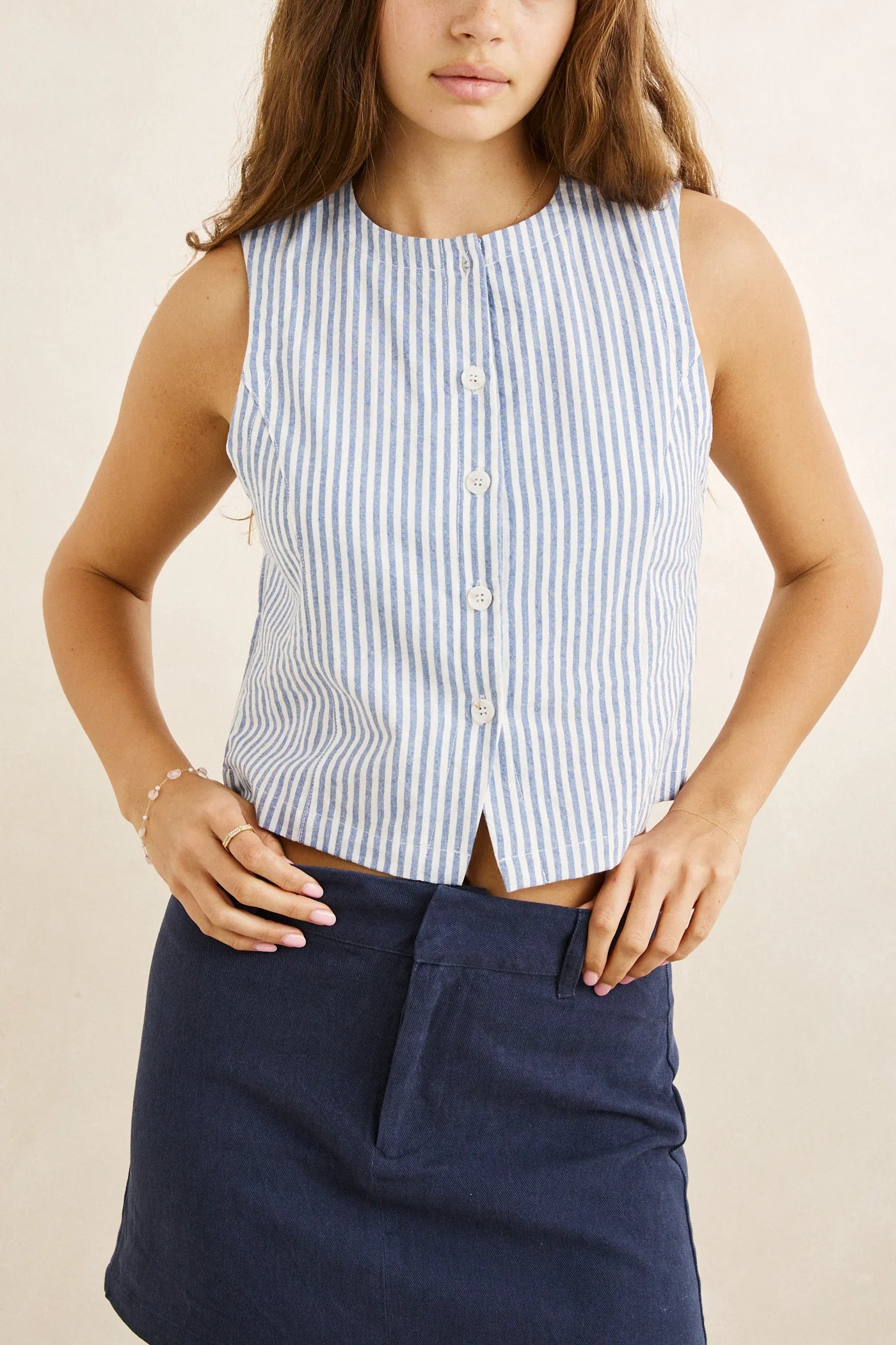 Vista Stripe Vest - Blue