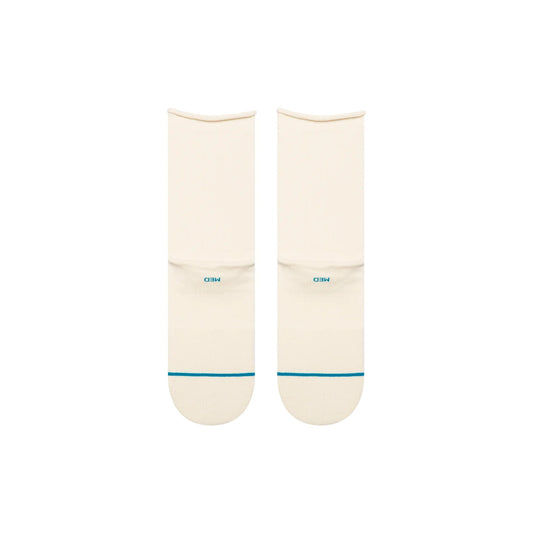 Womens Rolled Cuff Quarter Socks - Ivory