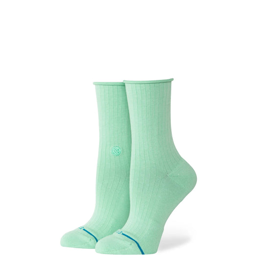 Womens Rolled Cuff Quarter Socks - Jade