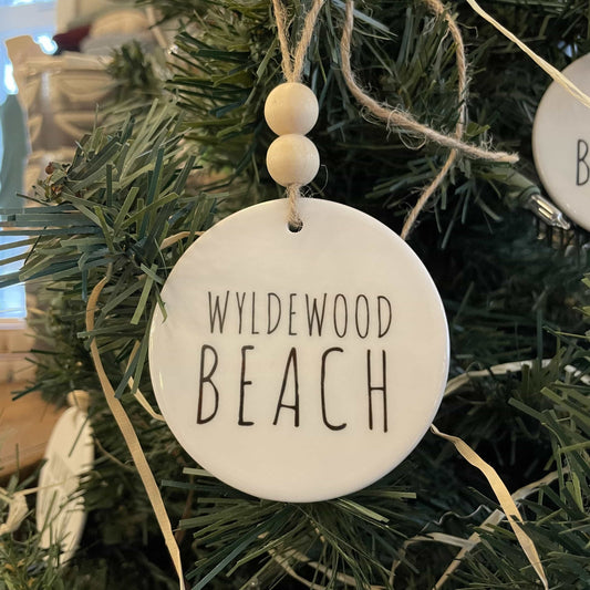 Wyldewood Beach Ceramic Ornament with Wood Beads