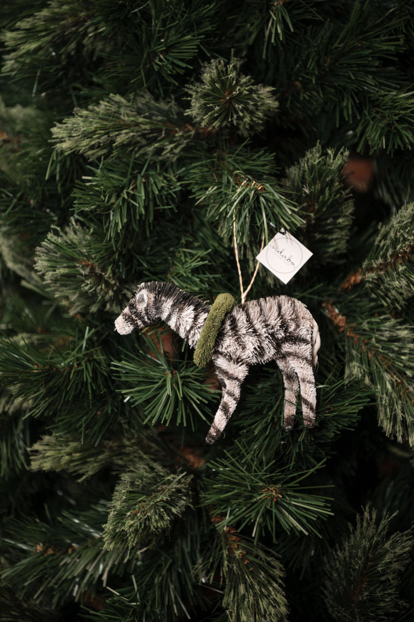 Zebra with Wreath Ornament