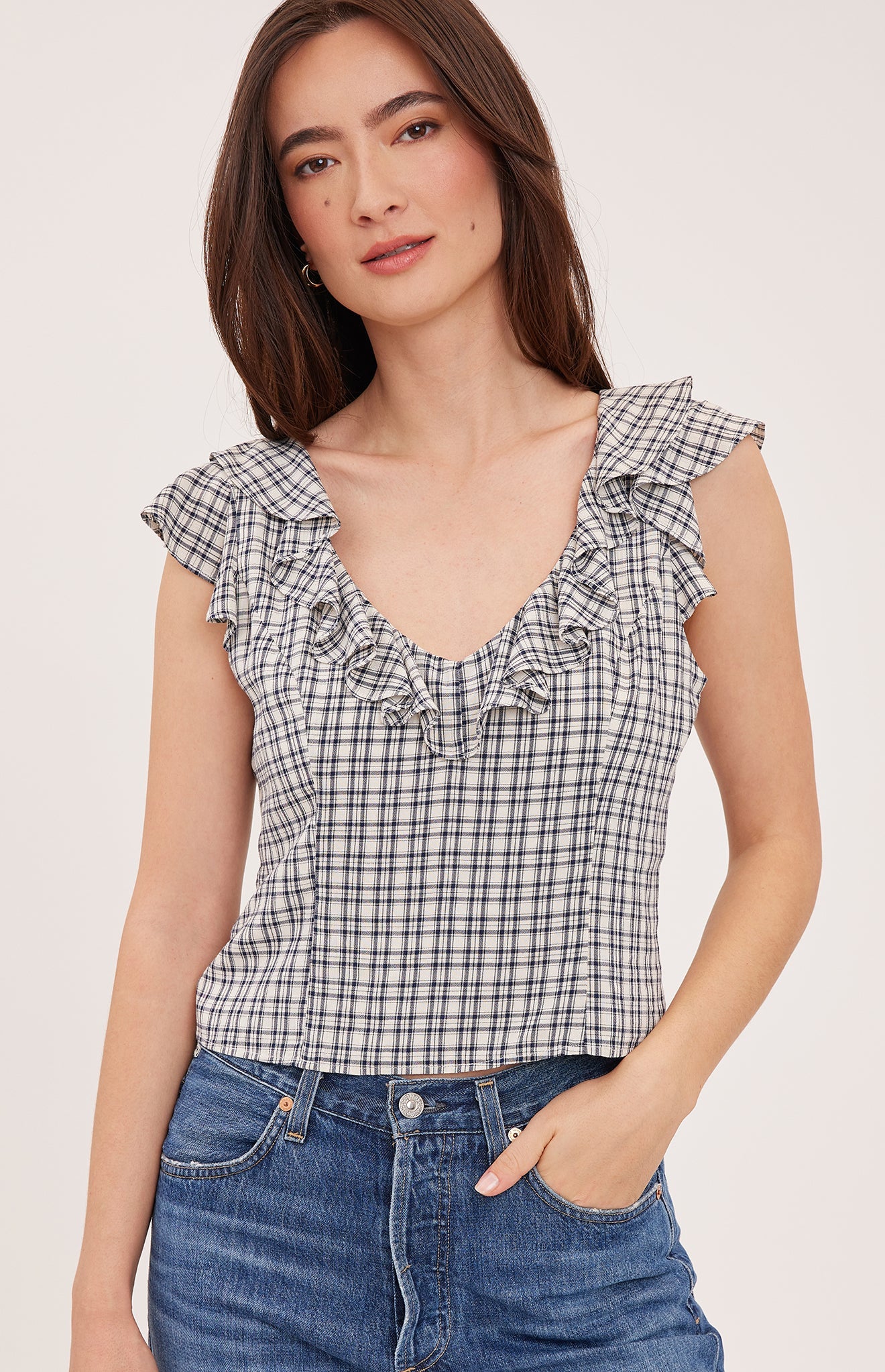 Ainsley Sleeveless Top - Cream Check